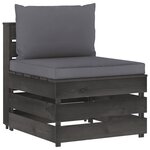 vidaXL Salon de jardin 7 Pièces avec coussins Bois imprégné de gris