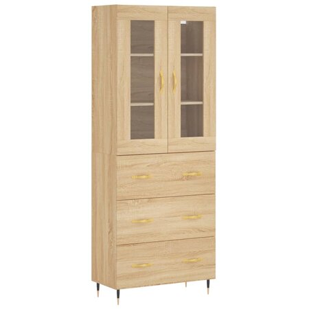 vidaXL Buffet haut Chêne sonoma 69 5x34x180 cm Bois d'ingénierie