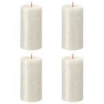 Bolsius Bougies pilier rustiques Shimmer 4 Pièces 130x68 mm Ivoire
