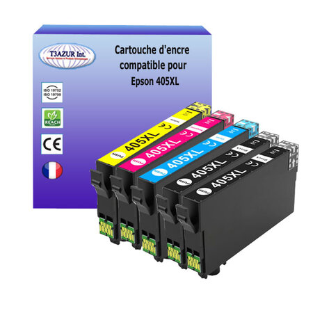 5 cartouches compatibles avec epson 405xl pour epson workforce pro wf-4825dwf  wf-4830dtwf