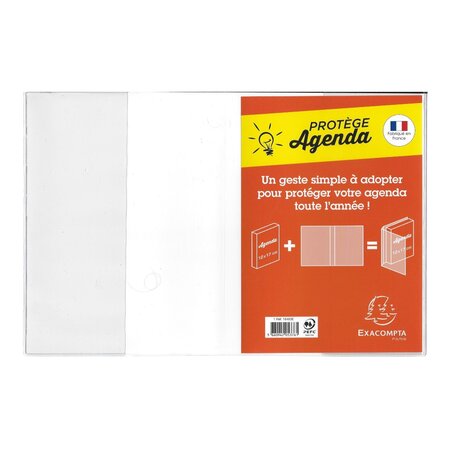 Exacompta : protection pour agenda 17 x12 cm - transparent - fabriqué en france