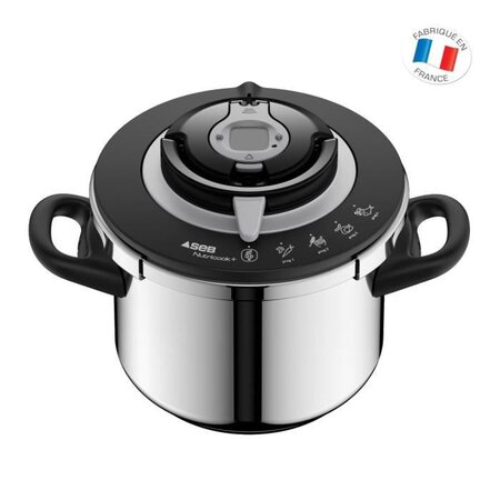 SEB P4221417 Autocuiseur Cocotte-minute NUTRICOOK+ - 8L - Tous feux dont induction - Fabriqué en France - Inox et noir