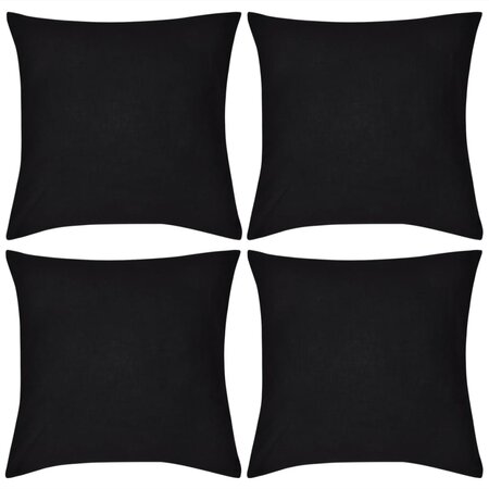vidaXL Housses de coussin 4 Pièces Coton Noir 50x50 cm