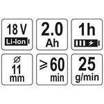 YATO Pistolet à colle à haut débit avec batterie Li-Ion 1 5Ah 11mm 18V