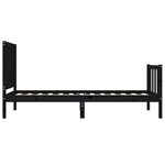 vidaXL Cadre de lit avec tête de lit noir 90x200 cm bois massif