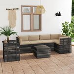 vidaXL Salon palette de jardin 7 Pièces avec coussins Bois de pin massif