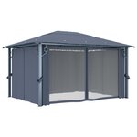 vidaXL Tonnelle avec rideau 400x300 cm Anthracite Aluminium