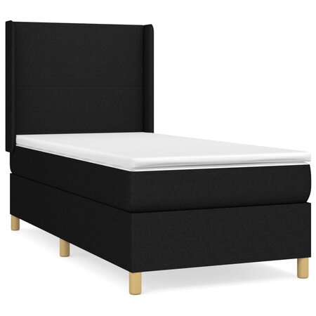 vidaXL Lit à sommier tapissier avec matelas Noir 90x200 cm Tissu