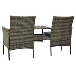 vidaXL Canapé de jardin table à thé et tabourets Résine tressée Gris