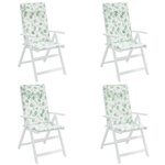 vidaXL Coussins de chaise à dossier haut lot de 4 modèle de feuille