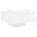 vidaXL Table basse Blanc 60x60x31 5 cm Aggloméré