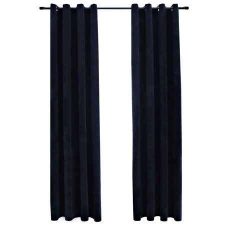 vidaXL Rideaux occultants avec anneaux 2 Pièces Velours Noir 140x225 cm