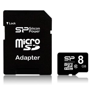 Silicon power microsdhc 8 go class 10 + adaptateur sdhc
