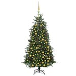 vidaXL Arbre de Noël artificiel avec LED et boules Vert 210 cm PVC PE