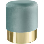 Tectake Pouf coffre de rangement aspect velours SARINA - turquoise