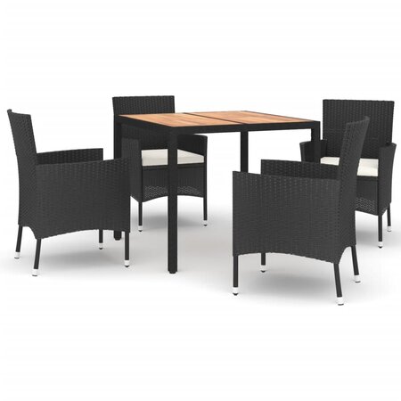 vidaXL Mobilier à dîner de jardin et coussins 5Pièces Noir Résine tressée