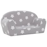 vidaXL Canapé pour enfants à 2 places Gris clair étoiles Peluche douce
