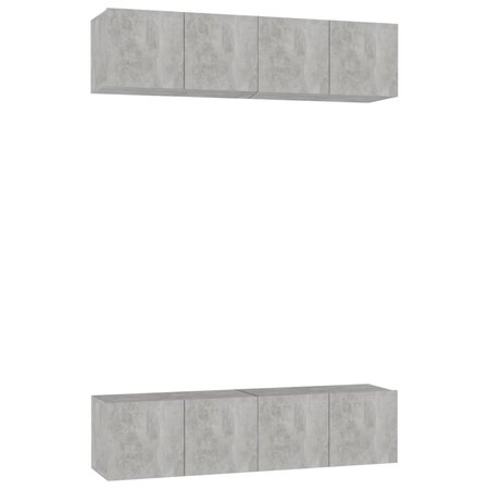 vidaXL Meubles TV 4 Pièces Gris béton 60x30x30 cm Aggloméré