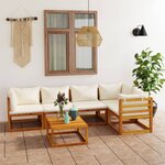 vidaXL Salon de jardin 6 Pièces avec coussin Crème Bois d'acacia solide