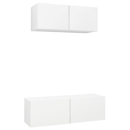vidaXL Ensemble de meuble TV 2 Pièces Blanc Aggloméré