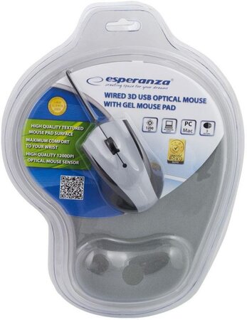 Souris Optique Filaire Esperanza + Tapis de souris EM125E