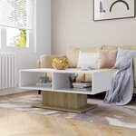 vidaXL Table basse Blanc et chêne sonoma 103 5x50x44 5 cm Aggloméré