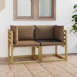 vidaXL Canapés d'angle de jardin 2Pièces et coussins Pin imprégné de vert