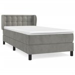 vidaXL Lit à sommier tapissier et matelas Gris clair 90x200 cm Velours