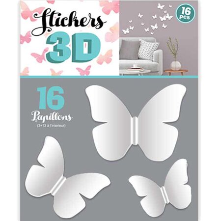 16 adhésifs décoratifs 3d papillons blancs