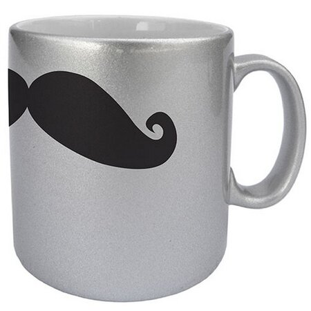 Tasse en céramique argenté moustache by cbkreation