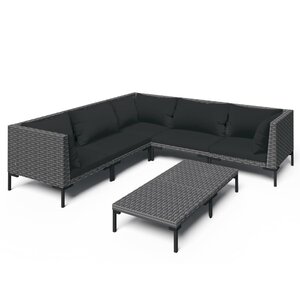 vidaXL Salon de jardin 6 Pièces avec coussins Résine tressée Gris foncé