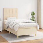 vidaXL Lit à sommier tapissier avec matelas Crème 90x200 cm Tissu