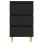 vidaXL Tables de chevet avec pieds en bois 2 Pièces Noir 40x35x69 cm