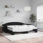 vidaXL Lit de jour avec gigogne et matelas noir 90x190 cm velours