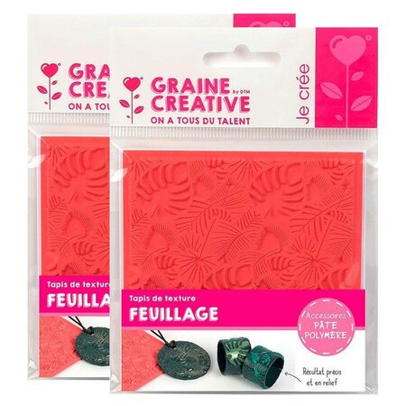2 tapis de texture pour pâte polymère - Feuillage