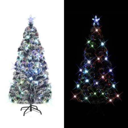 vidaXL Arbre de Noël pré-éclairé avec support 210 cm fibre optique