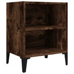 vidaXL Tables de chevet pieds en métal 2 Pièces Chêne fumé 40x30x50 cm