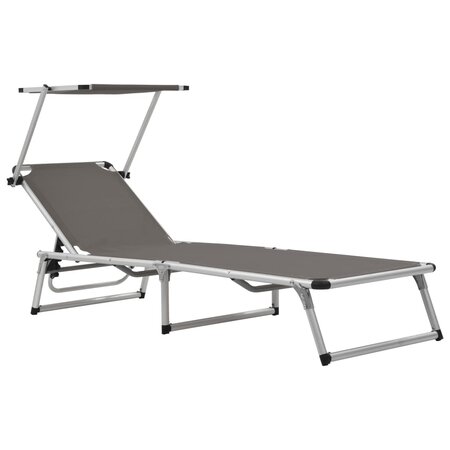 vidaXL Chaise longue pliable avec auvent Aluminium et textilène Gris