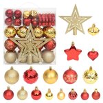 vidaXL Ensemble de boules de Noël 70 Pièces Doré et rouge