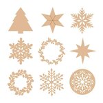 Set 9X3 Silhouettes Flocons - 2 5X0 2 Cm - Bois