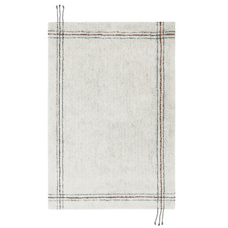 Tapis lavable beige avec fines rayures 90 x 130 cm