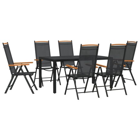 vidaXL Ensemble à dîner de jardin 7 Pièces noir aluminium