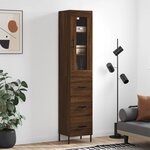 vidaXL Buffet haut Chêne marron 34 5x34x180 cm Bois d'ingénierie