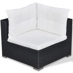 vidaXL Salon de jardin 5 Pièces avec coussins Résine tressée Noir