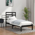 vidaXL Cadre de lit Noir Bois massif 90x190 cm Simple