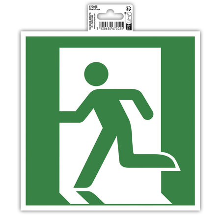 Panneau Pvc Adhésif Antidérapant Évacuation Gauche 20x20 Cm - Vert - Exacompta