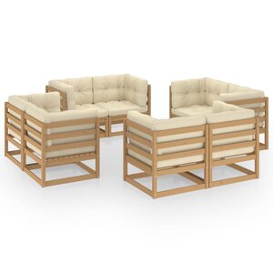 vidaXL Salon de jardin 8 Pièces avec coussins Bois de pin massif