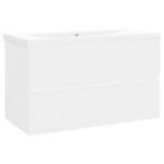 vidaXL Armoire d'évier avec lavabo intégré Blanc Aggloméré
