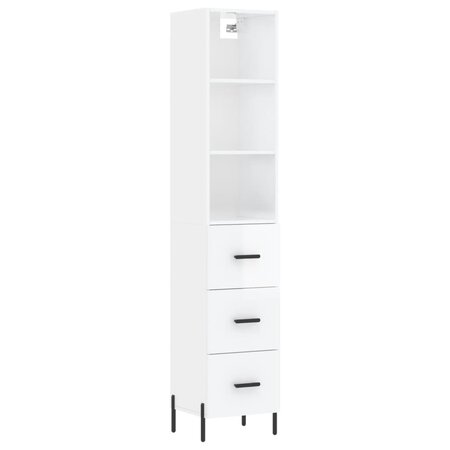vidaXL Buffet haut Blanc brillant 34 5x34x180 cm Bois d'ingénierie