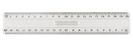 Règle plate 200 mm ( Double Décimètre) en plastique avec poignée JPC